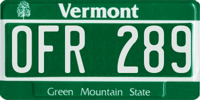 VT license plate OFR289