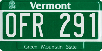 VT license plate OFR291