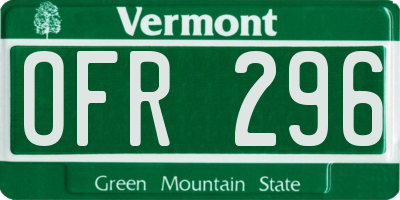 VT license plate OFR296