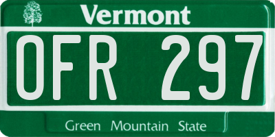VT license plate OFR297