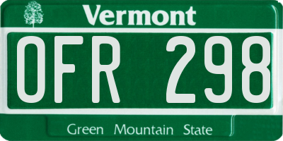 VT license plate OFR298