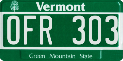 VT license plate OFR303