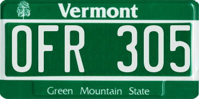 VT license plate OFR305