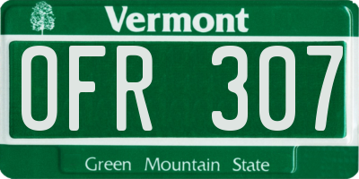 VT license plate OFR307