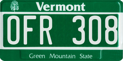 VT license plate OFR308