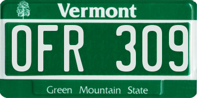 VT license plate OFR309