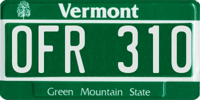 VT license plate OFR310