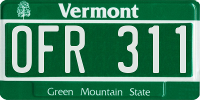 VT license plate OFR311