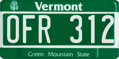 VT license plate OFR312