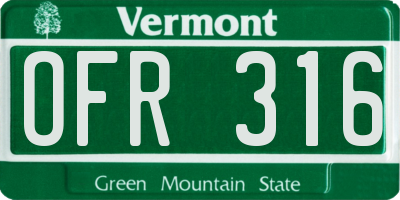 VT license plate OFR316