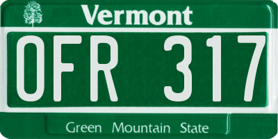VT license plate OFR317