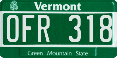 VT license plate OFR318