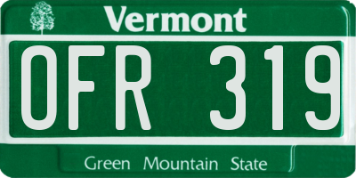 VT license plate OFR319