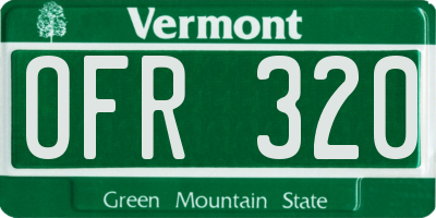 VT license plate OFR320