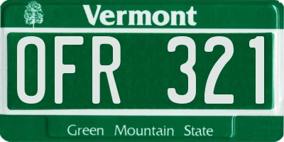 VT license plate OFR321