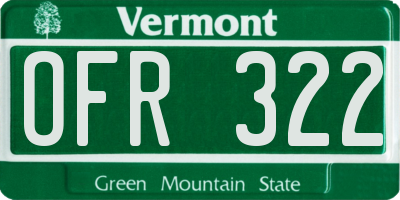VT license plate OFR322