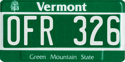 VT license plate OFR326
