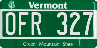 VT license plate OFR327