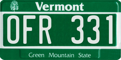 VT license plate OFR331
