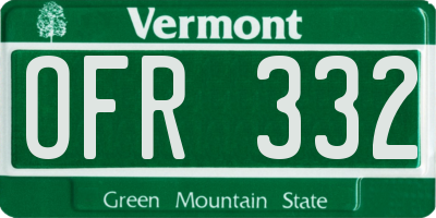 VT license plate OFR332