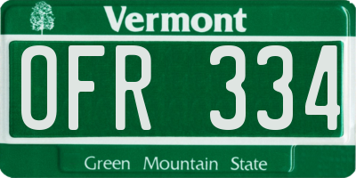 VT license plate OFR334