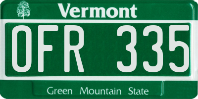 VT license plate OFR335