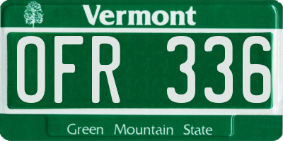 VT license plate OFR336