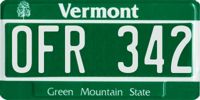 VT license plate OFR342