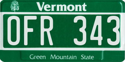 VT license plate OFR343