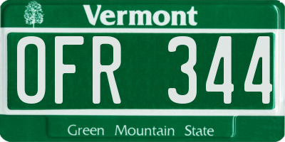 VT license plate OFR344