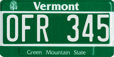 VT license plate OFR345