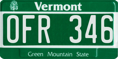 VT license plate OFR346
