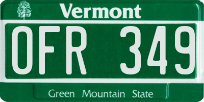 VT license plate OFR349