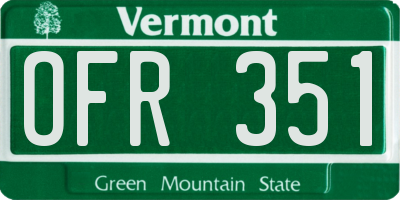 VT license plate OFR351