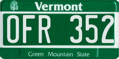 VT license plate OFR352