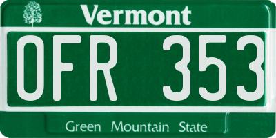 VT license plate OFR353