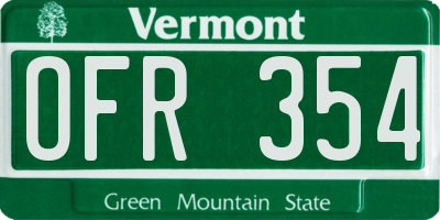 VT license plate OFR354