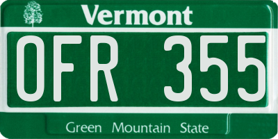 VT license plate OFR355