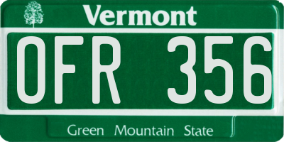 VT license plate OFR356