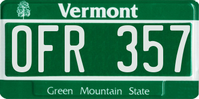 VT license plate OFR357
