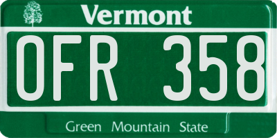 VT license plate OFR358