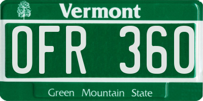 VT license plate OFR360