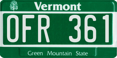 VT license plate OFR361