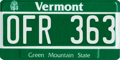 VT license plate OFR363