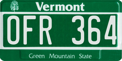 VT license plate OFR364