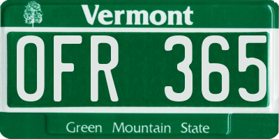 VT license plate OFR365
