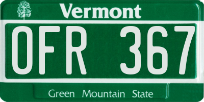 VT license plate OFR367