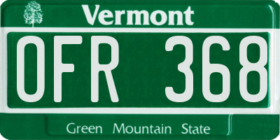 VT license plate OFR368
