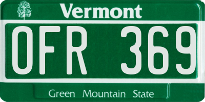 VT license plate OFR369
