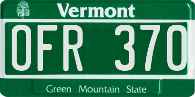 VT license plate OFR370